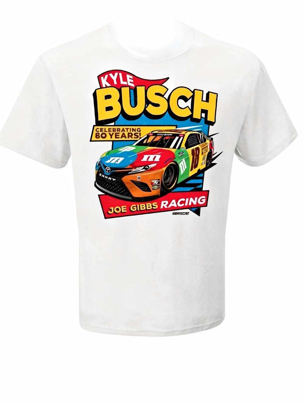 Kyle Busch Men's #18 M&M's Darlington 80th Anniversary Licensed NASCAR T-Shirt
